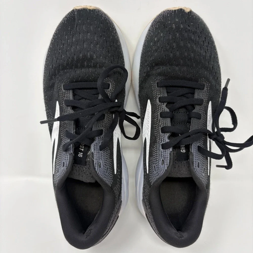 Brooks Ghost 16 Women's Size 8 Black White Pink Running Shoes (1204071B077)
